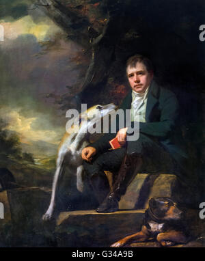 Sir Walter Scott (1771-1832) con i suoi cani "Camp' e 'Percy' da Henry Raeburn (1756-1823), olio su tela, 1809. Foto Stock