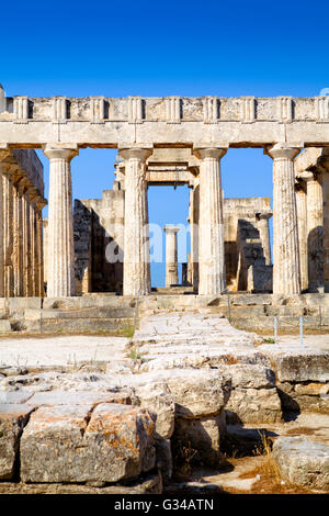 Tempio di Aphaia su Aegina Island in Grecia Foto Stock