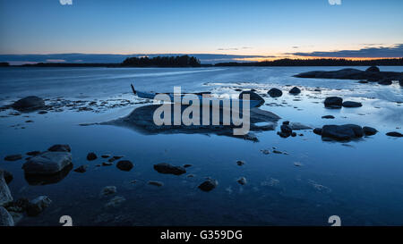 Parcheggio kayak a Onas isola, Porvoo, Finlandia, Europa, UE Foto Stock