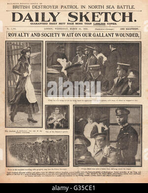 1916 Daily Sketch il Re intrattiene i militari feriti Foto Stock