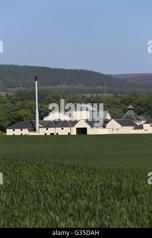 Vista in lontananza Fettercairn distillery Aberdeenshire Scozia Giugno 2016 Foto Stock