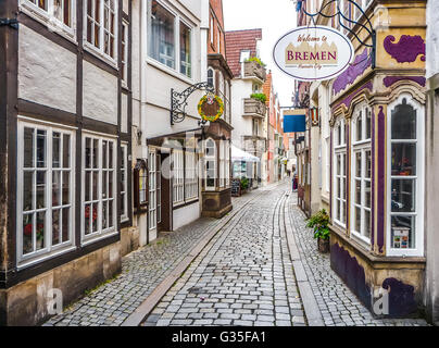 Case colorate in Schnoorviertel storico di Brema, Germania Foto Stock