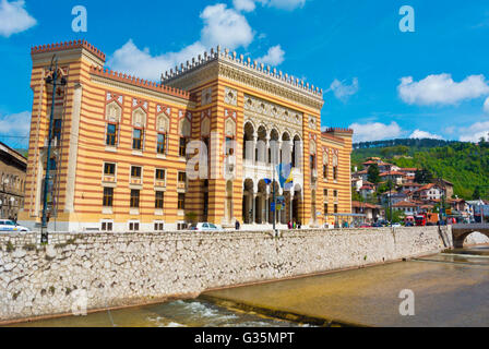 Gradska vijecnica, Municipio ex biblioteca nazionale e universitaria, 1894, Sarajevo, Bosnia ed Erzegovina, Europa Foto Stock