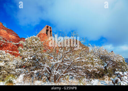 Chiesa di Santa Croce a Sedona. Arizona in inverno Foto Stock