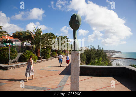 Maspalomas, promenade e Playa del Inglés, Gran Canaria Island, arcipelago delle Canarie, Spagna, Europa Foto Stock