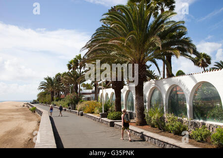 Maspalomas, promenade e Playa del Inglés, Gran Canaria Island, arcipelago delle Canarie, Spagna, Europa Foto Stock