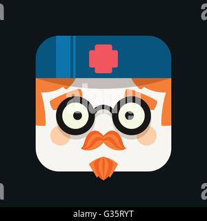 Medico di professione avatar illustrazione. Icona alla moda in stile appartamento. Illustrazione Vettoriale