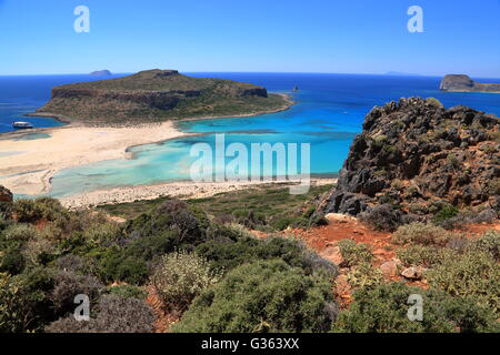 Balos Bay, Penisola di Gramvousa, parte occidentale di Creta, Grecia Foto Stock