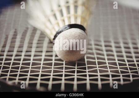 Close up volano e badminton racchetta Foto Stock