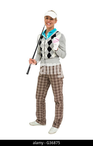 Giocatore di Golf tenendo un golf club Foto Stock