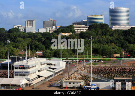 Lo Skyline di Darwin & Fort Hill Wharf, Territori del Nord, Australia Foto Stock