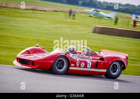 1966 McLaren Chevrolet M1B con driver Chris Goodwin durante la Pentecoste trofeo Race, 2015 Goodwood, Sussex, Regno Unito. Foto Stock