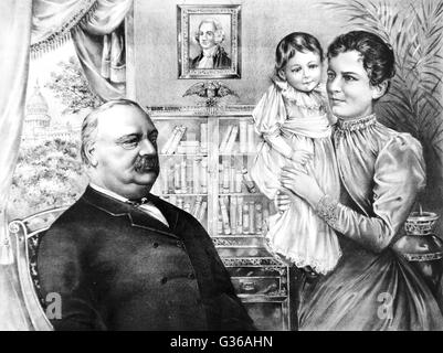 Presidente Grover Cleveland (1837-1908) e la famiglia presso la loro casa bianca home, Washington DC. Foto Stock