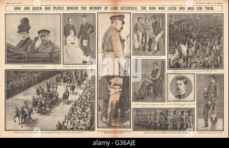 1916 Daily Sketch Lord Kitchener Memorial servizio Foto Stock