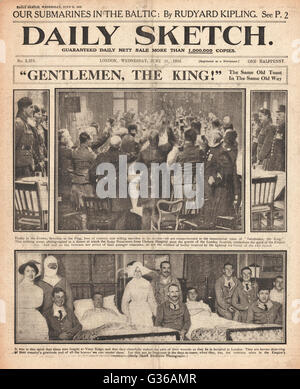 1916 Daily Sketch Soldiers a Londra Toast the King Foto Stock