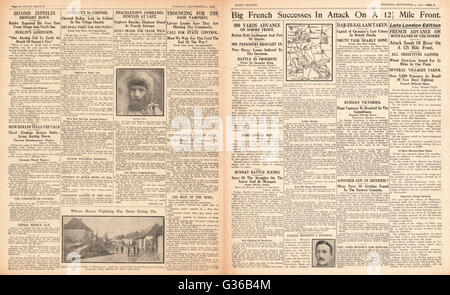 1916 Daily Sketch l'esercito francese avanza sulla Somme Foto Stock