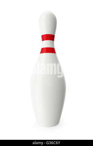 Unico pin bowling isolati su sfondo bianco. 3d illustrazione Foto Stock