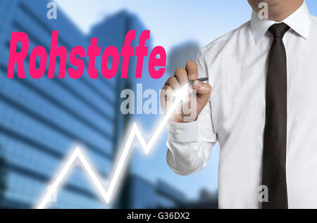 Rohstoffe (in tedesco di materie prime) commerciante aspira il prezzo di mercato sul touchscreen. Foto Stock