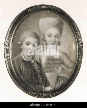 Wolfgang Amadeus Mozart (1756-1791) e sua sorella Marianne Foto Stock