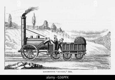 La locomotiva di George Stephenson, il Rocket Foto Stock