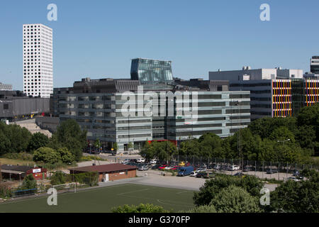 Vista di solna. Mall of Scandinavia e amici arena. Foto Stock