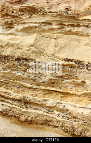 Gli strati di sedimenti Covehithe cliffs, Suffolk, Inghilterra Foto Stock