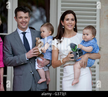 Il principe ereditario Frederik e la Principessa Mary di Danimarca, all'Admiralty House di Sydney, durante una visita ufficiale in Australia Foto Stock