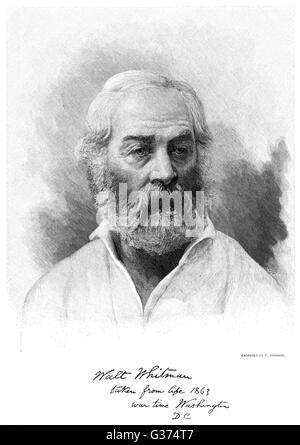 WALT WHITMAN poeta americano data: 1819 - 1892 Foto Stock