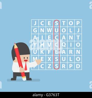 Imprenditore di successo riscontrato nel puzzle di ricerca di parola, vettore EPS10 Illustrazione Vettoriale