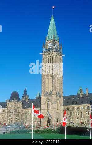 Torre di pace di Clock Tower, canadese gli edifici del Parlamento europeo, Ottawa, Ontario, Canada Foto Stock