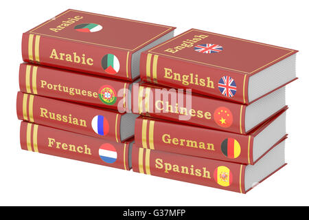 Pile di dizionari, rendering 3D Foto Stock