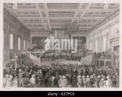 Il grande anti-schiavitù INCONTRO A EXETER HALL di Londra data: 1841 Foto Stock