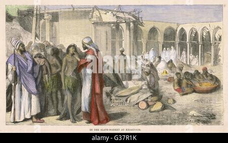 AFRICA ORIENTALE mercato di schiavi a Khartum (Sudan) Data: nel 1860 circa Foto Stock