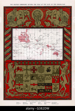 La mappa mostra la misura dell impero britannico nel 1902 - l'impero su cui il sole non tramonta mai ! Data: 1902 Foto Stock