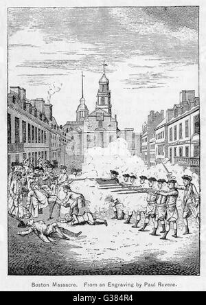 Massacro di Boston 1770 Foto Stock