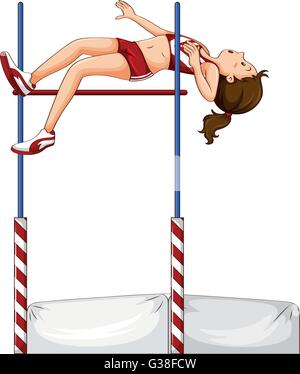 Atleta femminile facendo salto in alto illustrazione Illustrazione Vettoriale