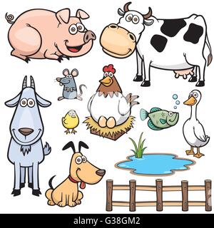 Illustrazione Vettoriale di animali da fattoria cartoon Illustrazione Vettoriale