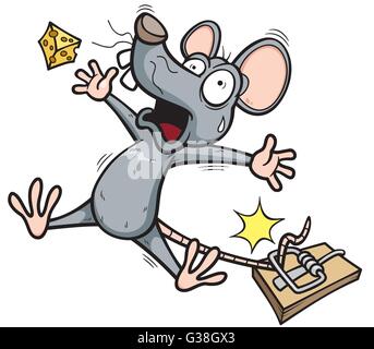 Illustrazione vettoriale di un ratto sta cercando di rubare un pezzo di formaggio Illustrazione Vettoriale