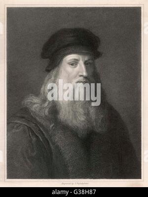 LEONARDO DA VINCI artista italiano, ingegnere e inventore etc data: 1452 - 1519 Foto Stock