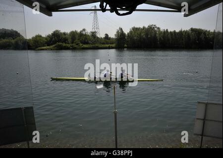 Caversham laghi, Berkshire, Regno Unito. Il 9 giugno, 2016. Il canottaggio team training per la Rio2016 Olimpiadi. Redgrave Pinsent centro di canottaggio. Caversham laghi. Berkshire. Regno Unito. 09/06/2016. Credito: Sport In immagini/Alamy Live News Foto Stock