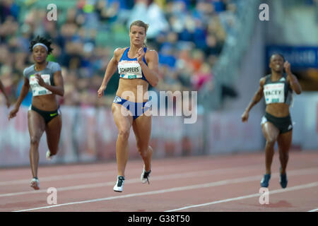 Oslo, Norvegia. 09 Giugno, 2016. Diamond League Bislett Games. Dafne Schippers dei Paesi Bassi compete nel Signore 200m durante la IAAF Diamond League tenutasi presso la Exxon Mobil Bislett Games di Oslo, Norvegia. Credito: Azione Sport Plus/Alamy Live News Foto Stock