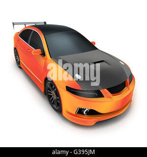 Auto Sportive arancione (fatto in 3D rendering) Foto Stock
