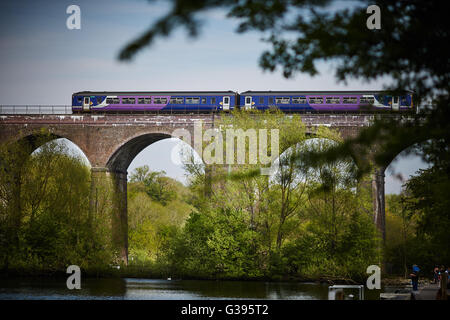 Reddish Vale viadotto Stockport country park sedici-arch viadotto in mattoni costruito nel 1875 per portare la speranza della linea a valle al di sopra della TA Foto Stock