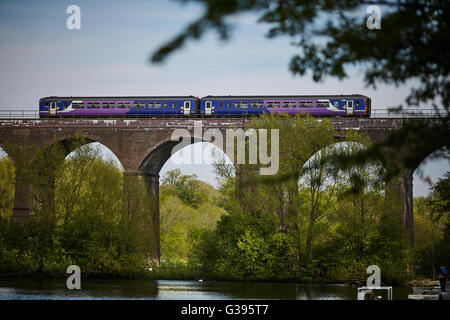 Reddish Vale viadotto Stockport country park sedici-arch viadotto in mattoni costruito nel 1875 per portare la speranza della linea a valle al di sopra della TA Foto Stock