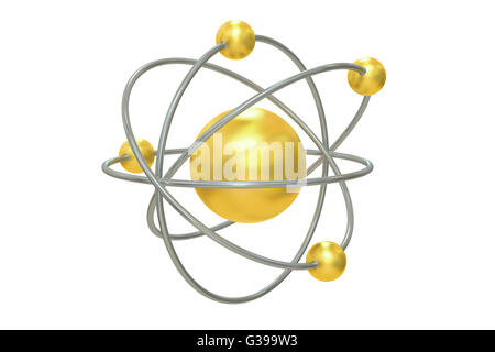 Atom, 3D rendering isolati su sfondo bianco Foto Stock