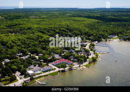 Vista aerea di Efraim, Door County, Wisconsin. Foto Stock