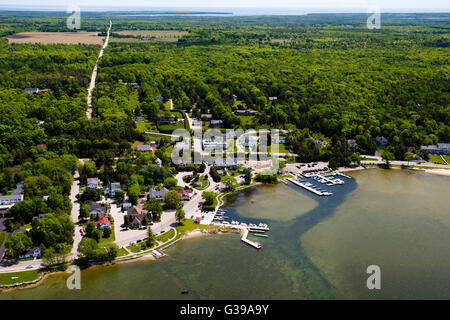 Vista aerea di Efraim, Door County, Wisconsin. Foto Stock