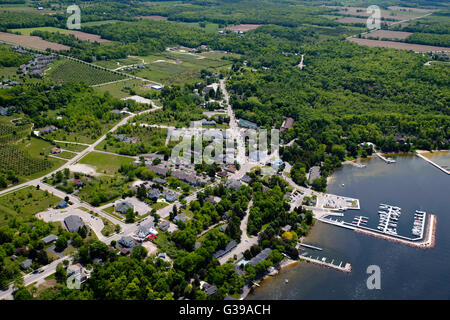 Vista aerea del porto di uovo, Door County, Wisconsin. Foto Stock