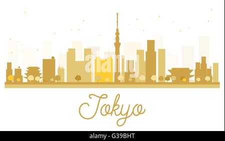 Il Tokyo City skyline golden silhouette. illustrazione vettoriale. semplice piatto concetto per il turismo presentazione, banner, cartellone o web Illustrazione Vettoriale