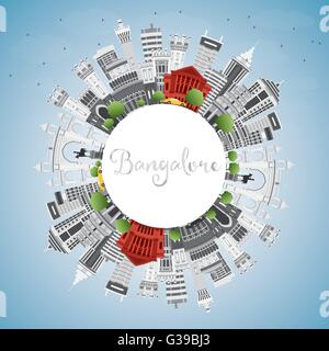 Bangalore Skyline con edifici grigi, Blu Cielo e spazio di copia. Illustrazione Vettoriale. Viaggi di affari e turismo Concept Illustrazione Vettoriale